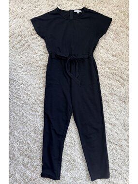 Piper & Scoot Black Jumpsuit XS Tie-Waist Short Sleeves